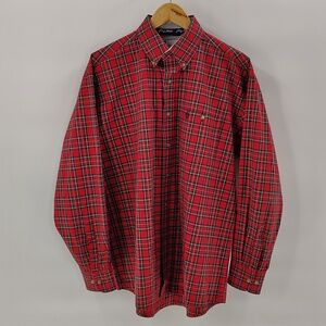 Wrangler George Strait Mens Button Down Large Red Plaid Long Sleeve